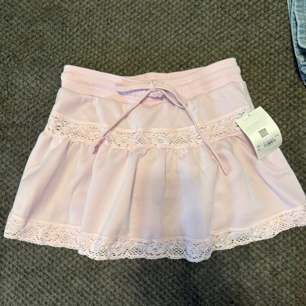 Pink Lace Trim Women's Skirt
